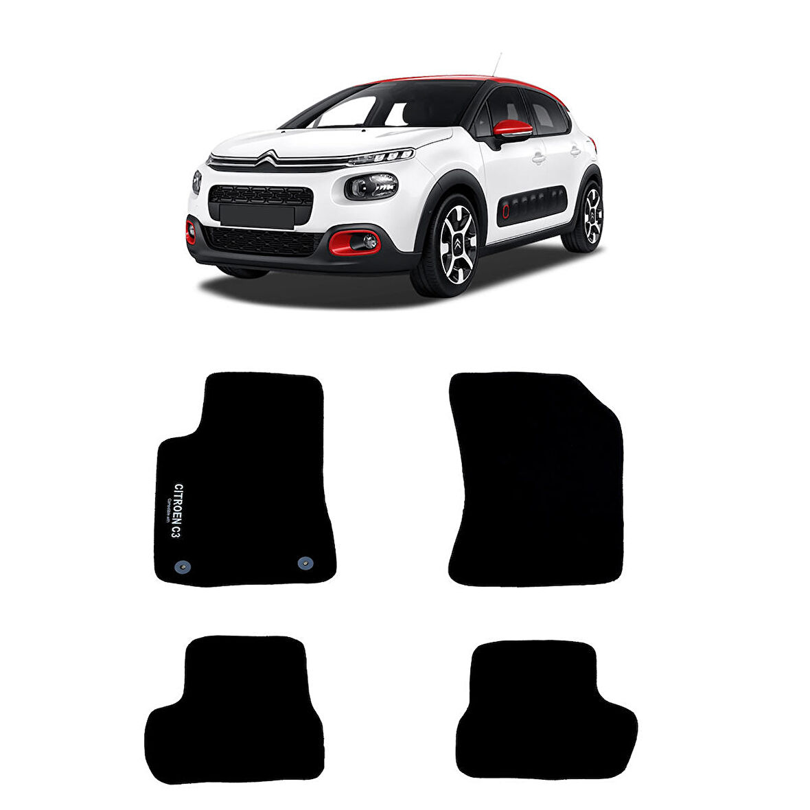 Rizline Citroen C3 2016 Sonrası Halı Paspas Siyah
