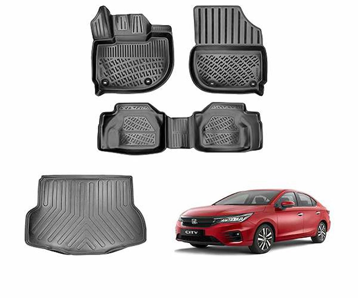 Honda City 2021+  Rizline 3D Paspas ve Bagaj Havuzu