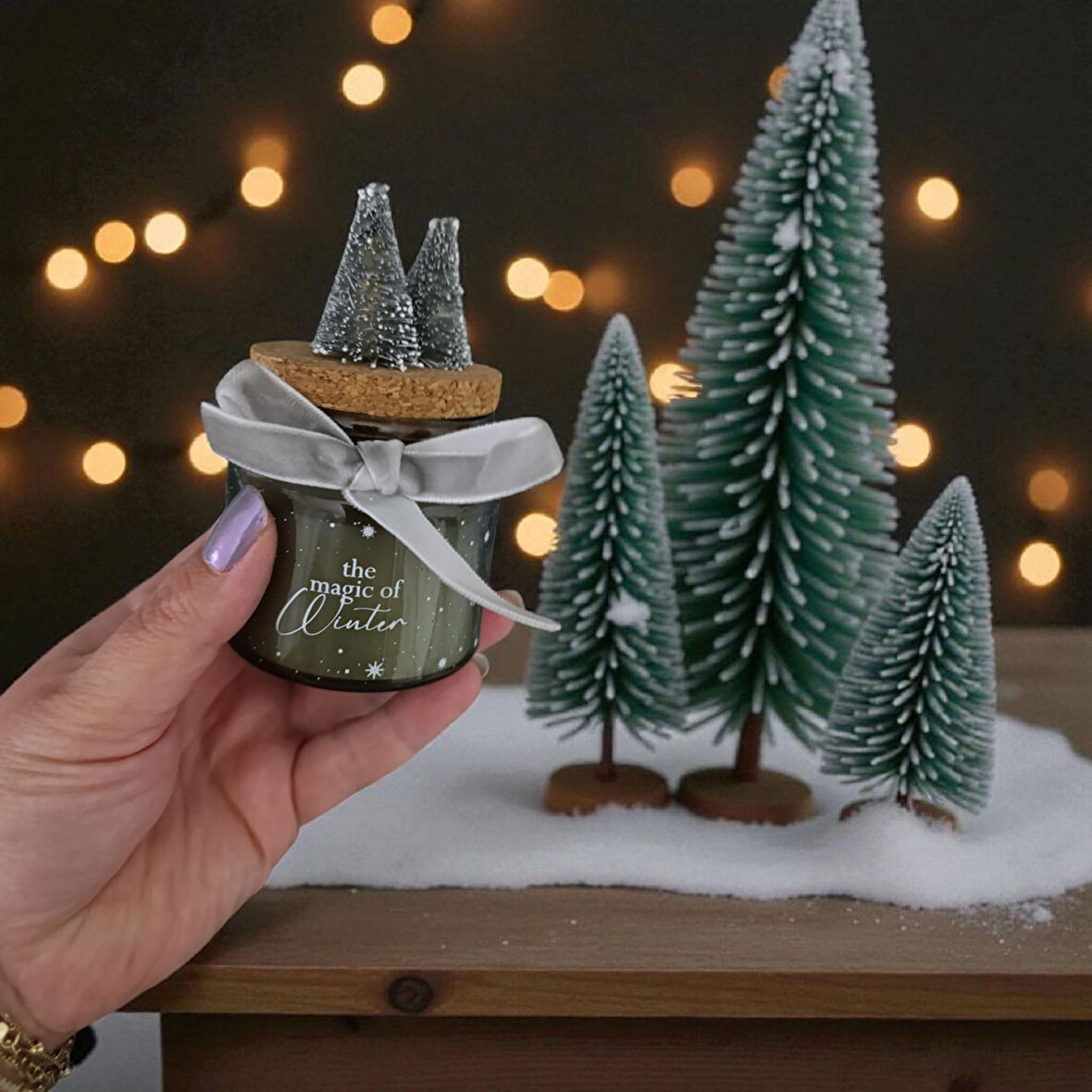 Yılbaşı Temalı Yoğun Kokulu Vegan Mum – Doğal Soyawax, Dekoratif Hediyelik 