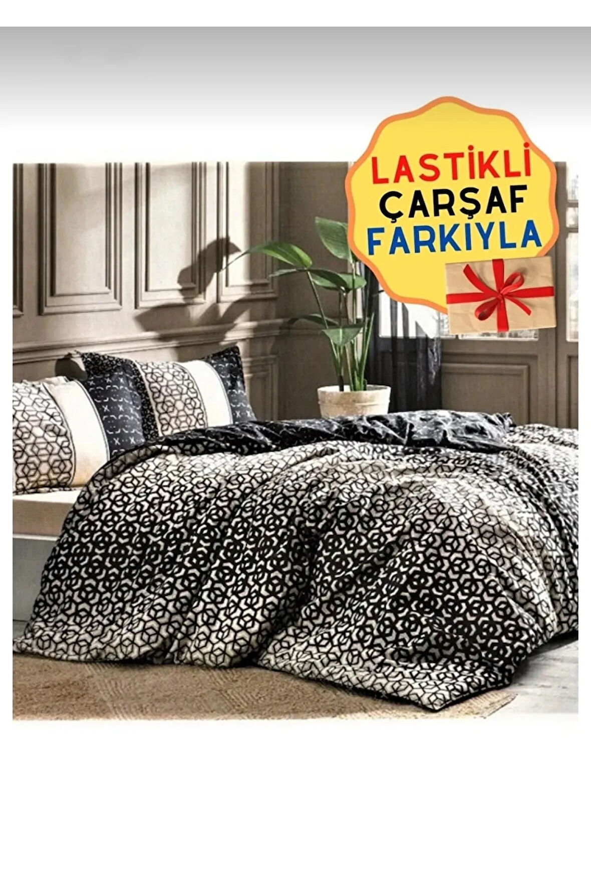 Tek Kişilik ( Çarşafı Lastikli ) Nevresim Takımı Noche Siyah