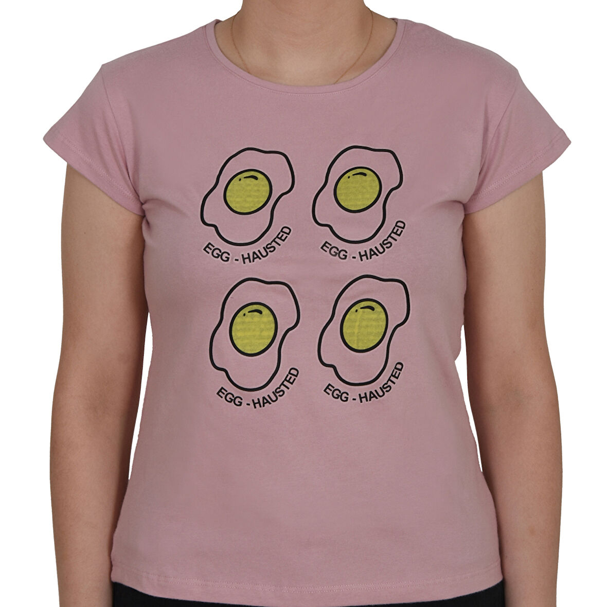 ASM0127 Bayan Pudra Yumurta EGG Baskılı T-Shirt