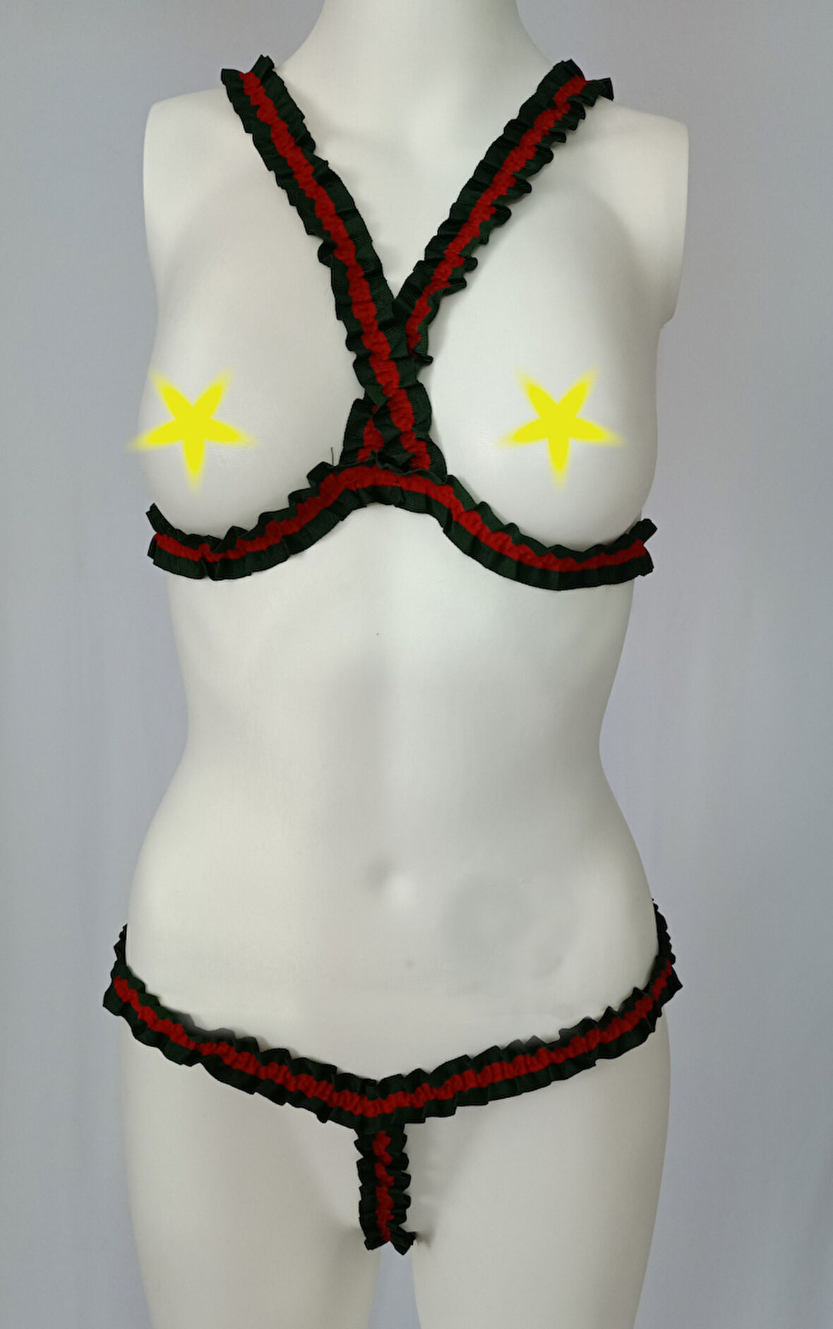 ASM0185 Kadın Guccili Özel Şerit Bralet Südyen Takım