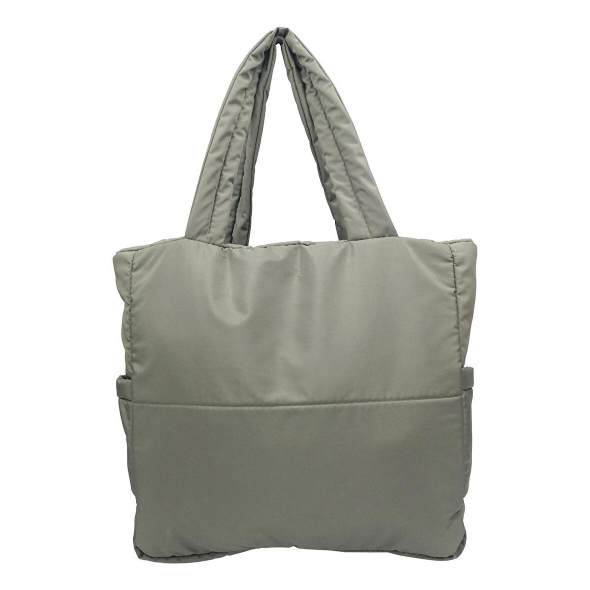 Samilon Kabartmalı Puf Kumaş Shopper Çanta Haki Yeşili