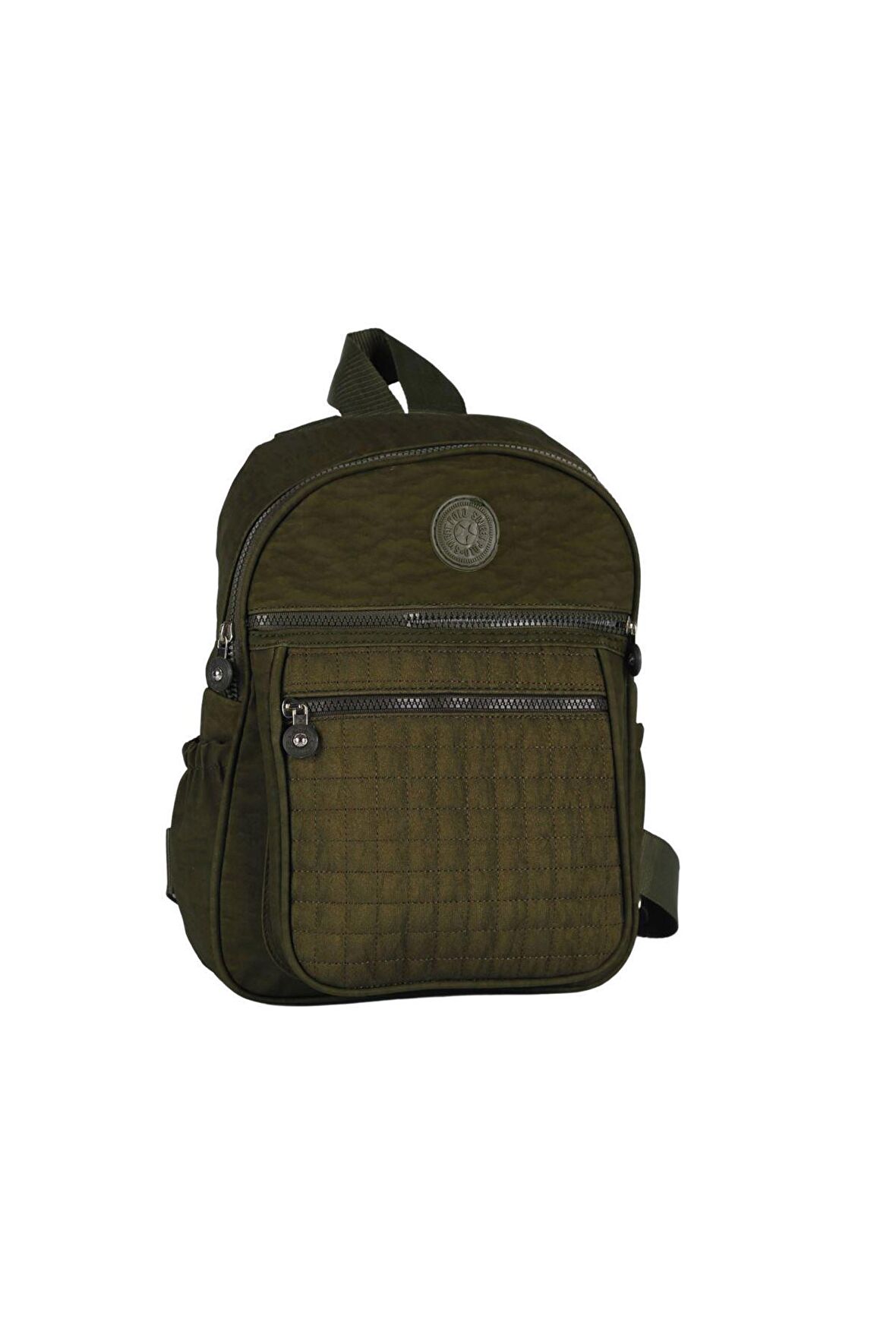 SİA ÇANTA Kırinkıl Kumaş 3 Gözlü, Matara Bölmeli Su Geçirmez Kumaş Ön Kapitone Baskılı Kadın Sırt Çantası