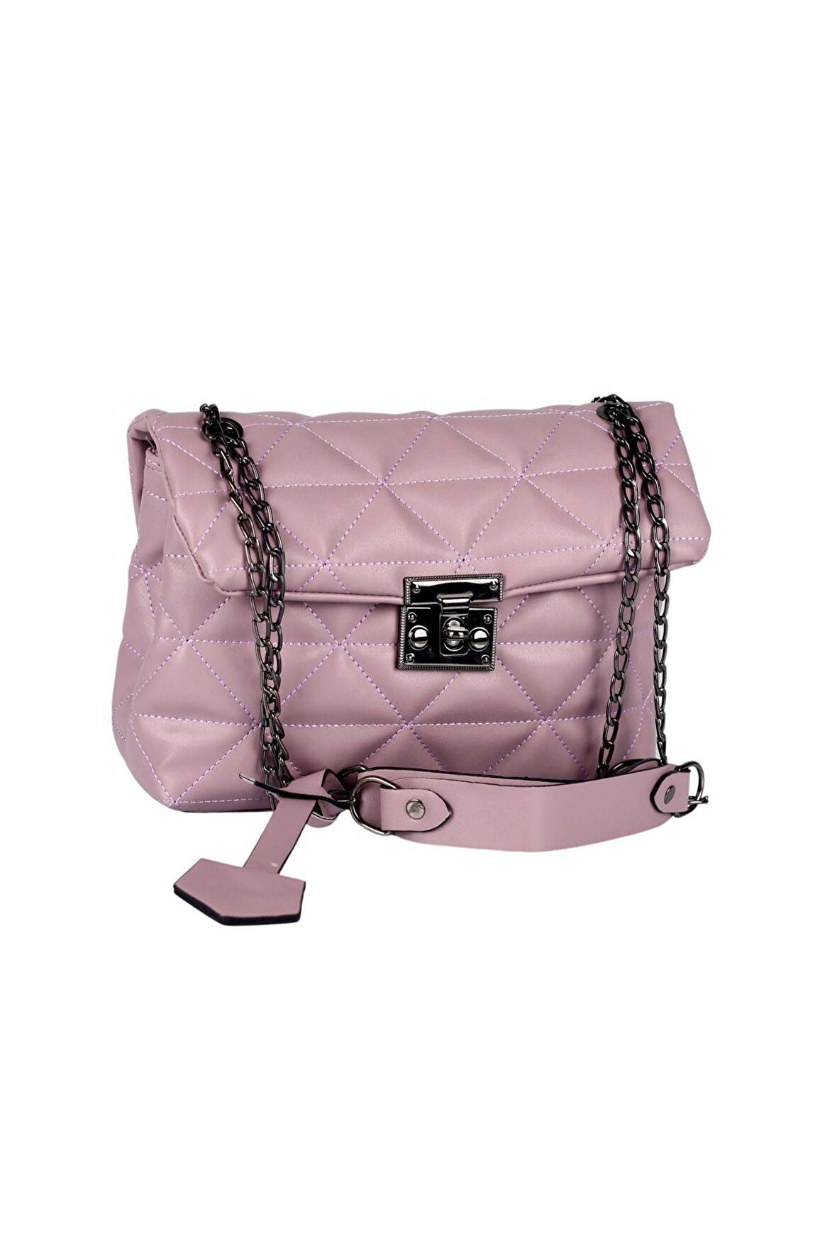 SİA ÇANTA Kapitone Desenli Zincir Askılı İki Ayrı Bölmeli KilitLİ kapak Detaylı Kadın Omuz Çantası