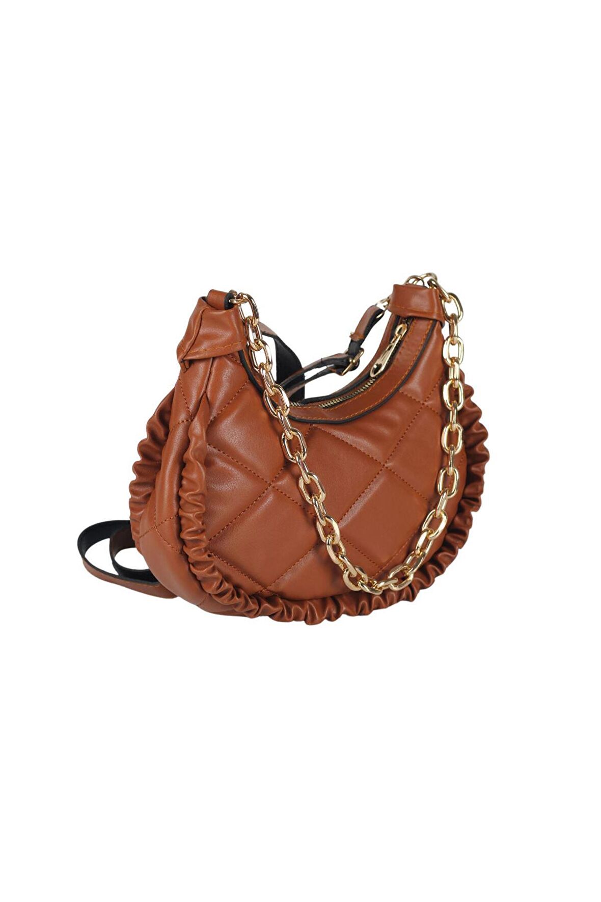 SİA ÇANTA Kapitone Desenli Gold Zincir Detaylı Hem Baget Hem Çapraz Askılı Şık Kullanışlı Kadın Omuz Çanta