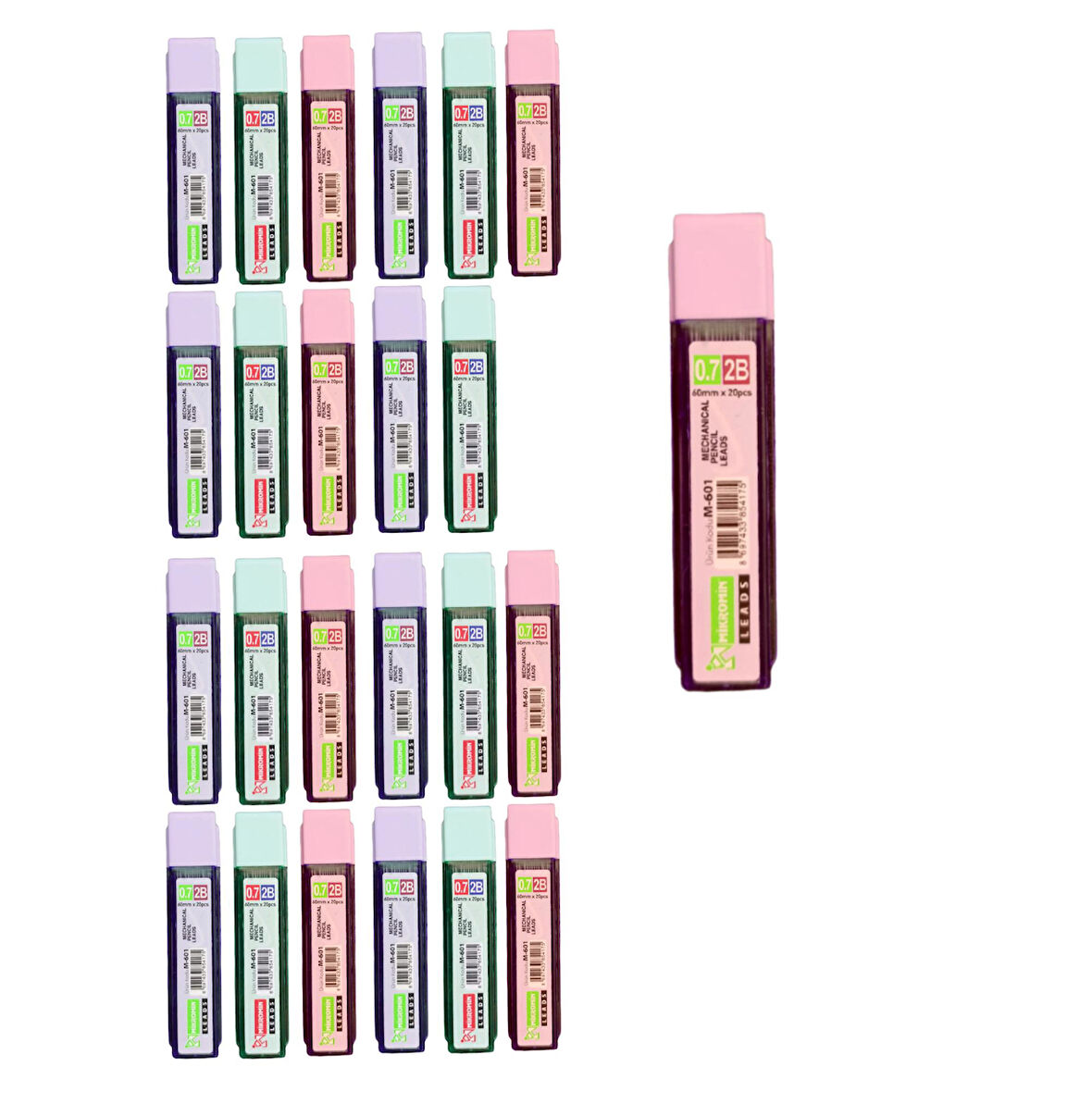 Mikro M-601 2B 60 mm 0.7 Kalem Ucu 24 Tüp Pastel Renkler