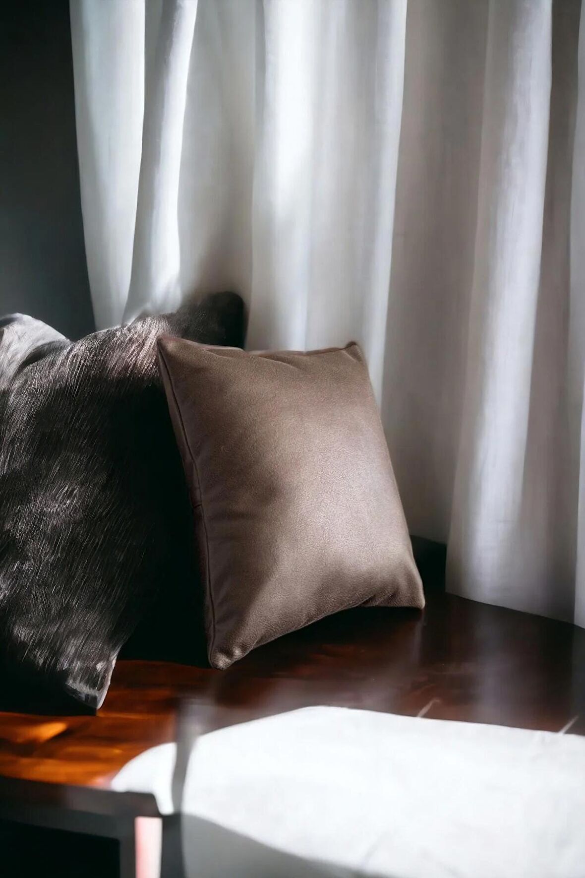 Flat Dark Brown Nubuk Dekoratif Kırlent Kılıfı