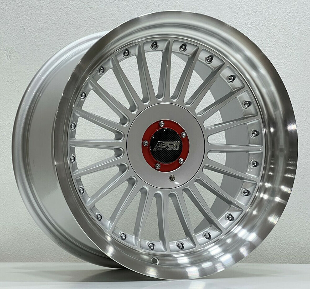 BCH-7307 8*17 4*100-108 ET20 73.1 SILVER LIP MAC+BLACK RIVETS