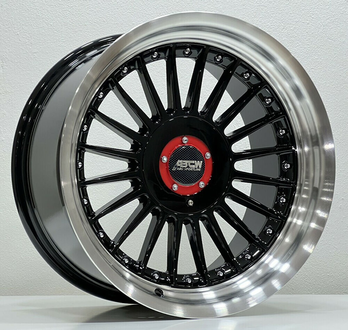 BCH-7307 9*17 5*112-120 ET15 72.56 BLACK LIP MAC+CHROME RIVETS