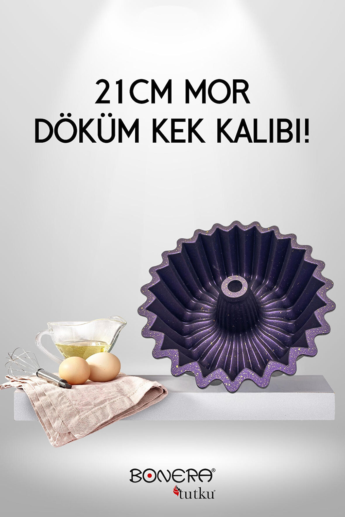 21 CM DÖKÜM DİLİMLİ KEK KALIBI MOR