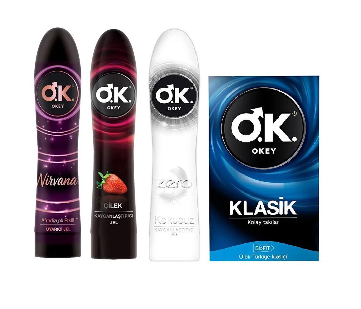 OKEY Çilek - Nirvana - Zero Kayganlaştırıcı Jel 3x100ml + Klasik Prezervatif 10'lu