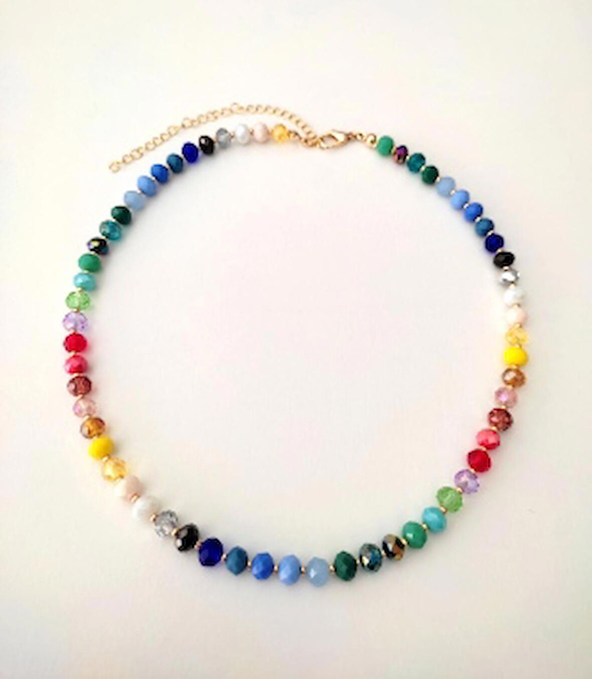 Kadın Renkli Kristal Kesim Boncuklu Kolye