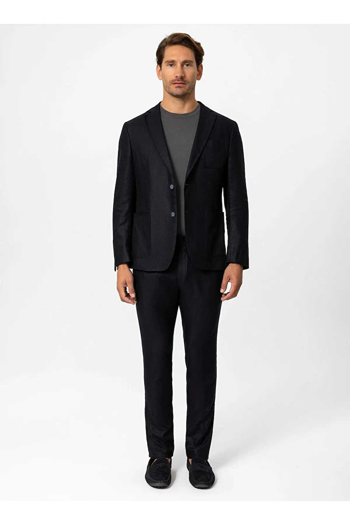 Lizbon Lacivert Renk Keten Karışımlı Chino Pantolon