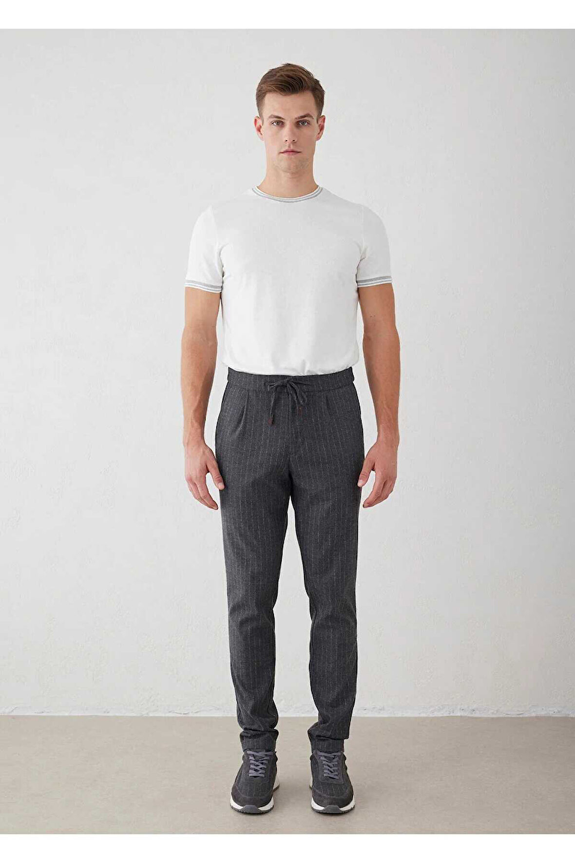 Legend Gri Renk Çizgili Chino Pantolon