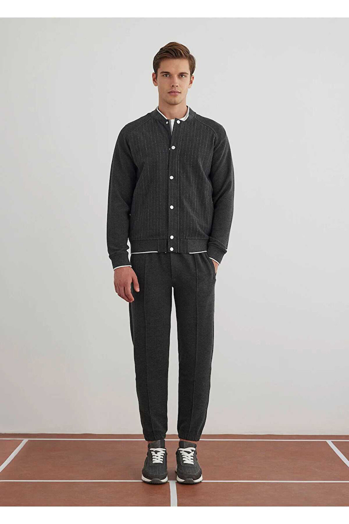 Volah Antrasit Renk Fermuarlı Bomber Mont