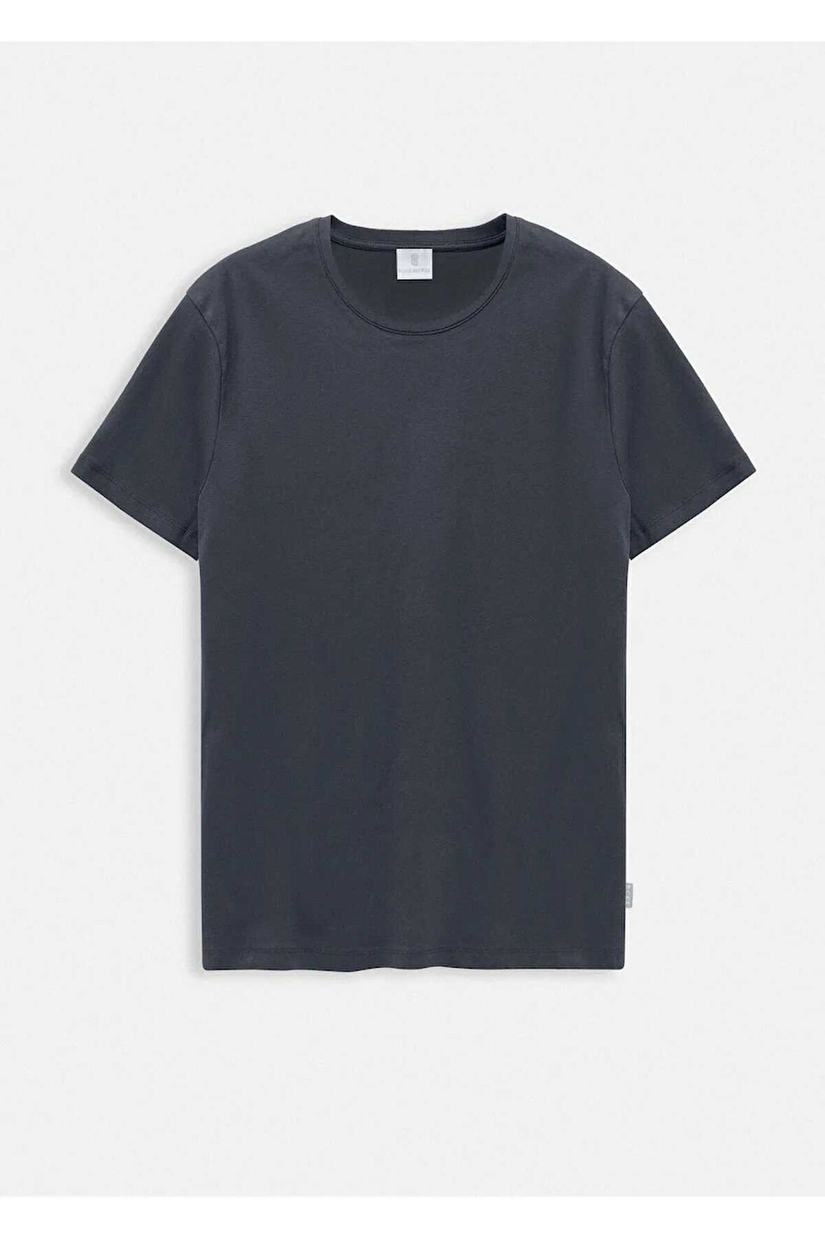 Jersey Antrasit Renk İpek Apreli Bisiklet Yaka T-shirt