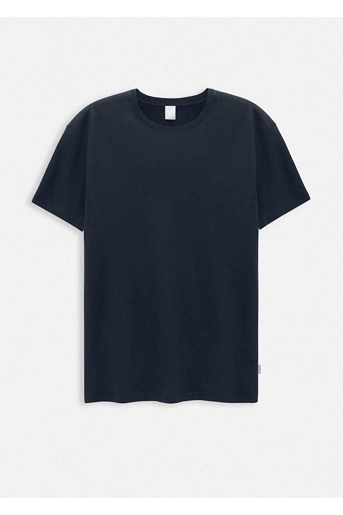 Jersey Lacivert Renk İpek Apreli Bisiklet Yaka T-shirt