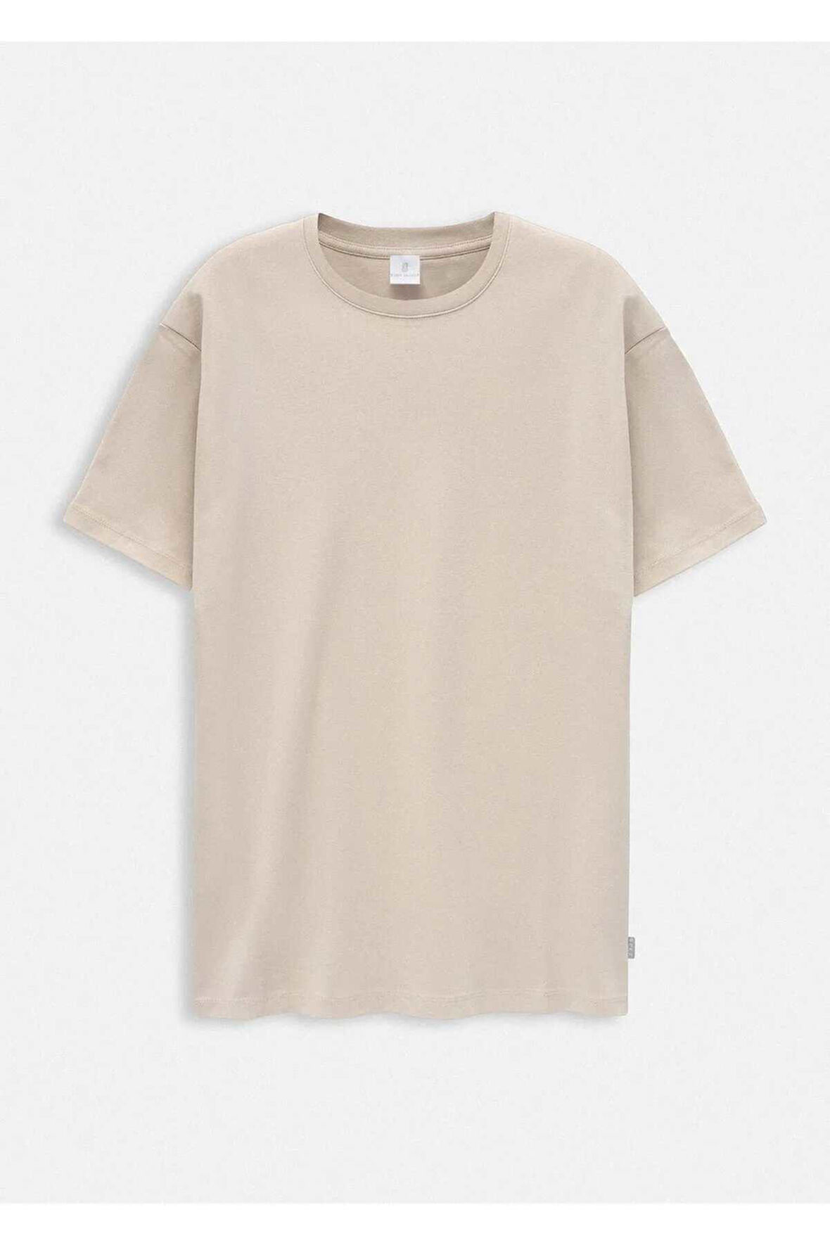 Orlen Bej Renk İpek Apreli Oversize T-shirt