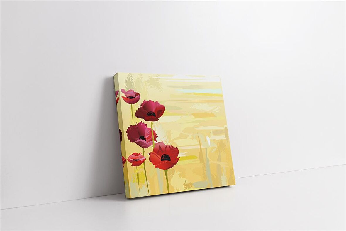 Kırmızı Çiçekler Kanvas Tablo