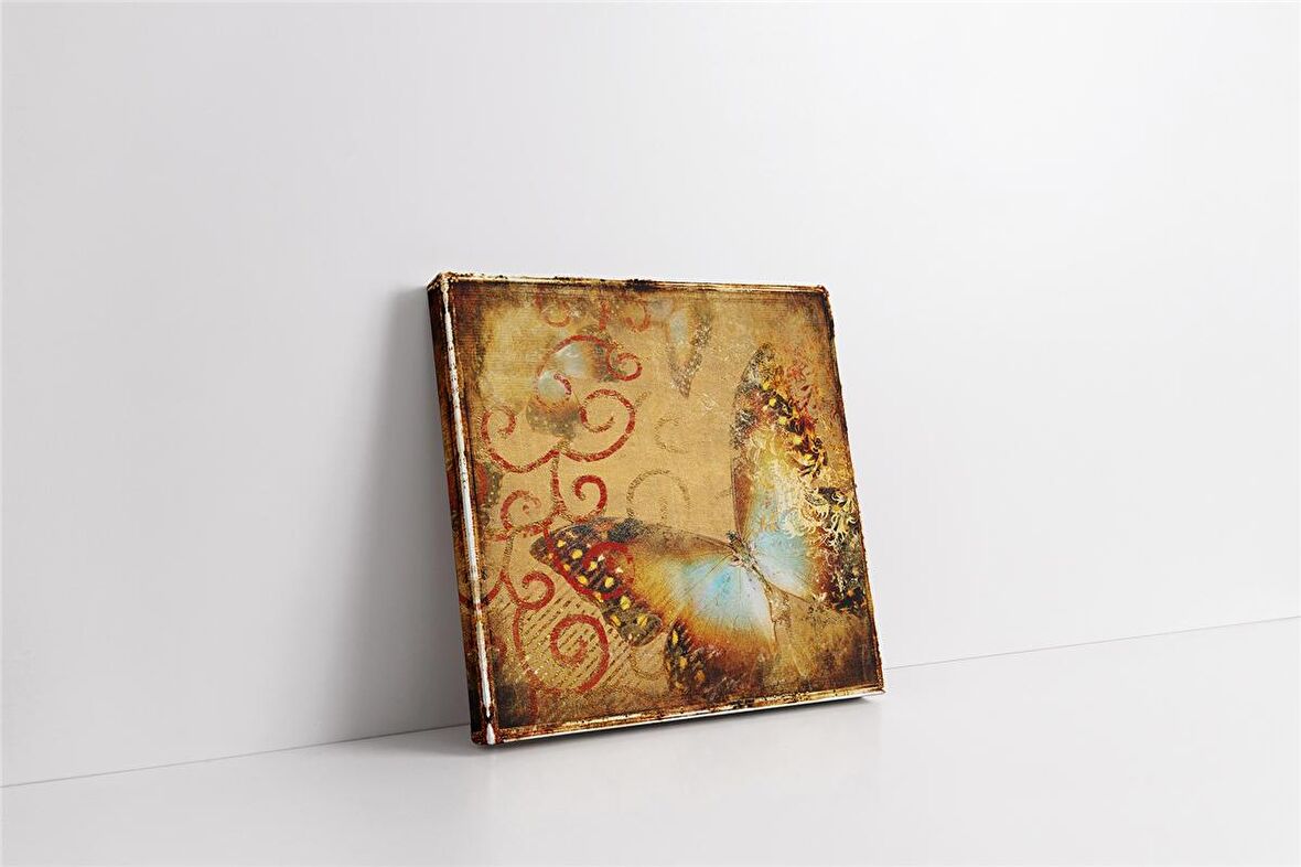 Kahverengi Kelebek Soyut Kanvas Tablo