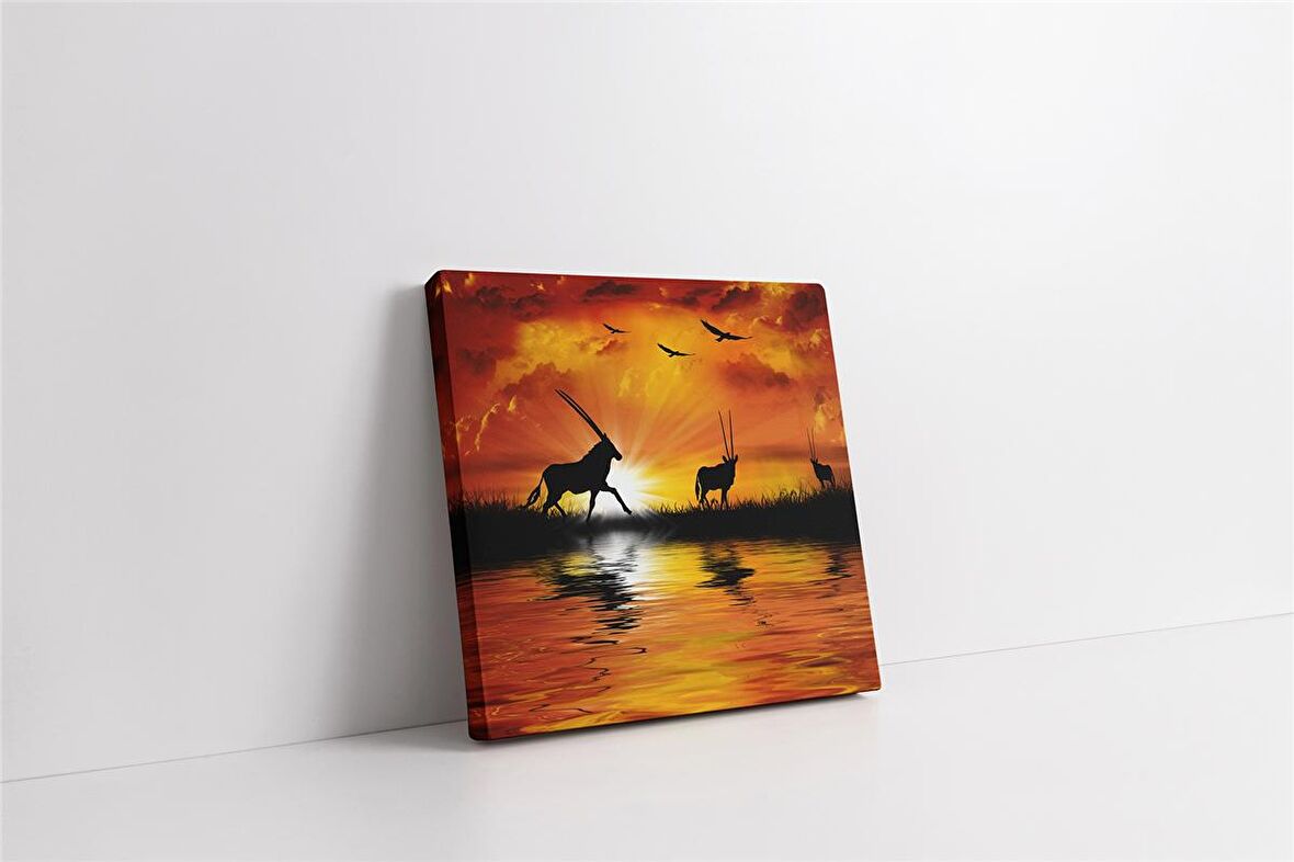 Geyikler Safari Kanvas Tablo