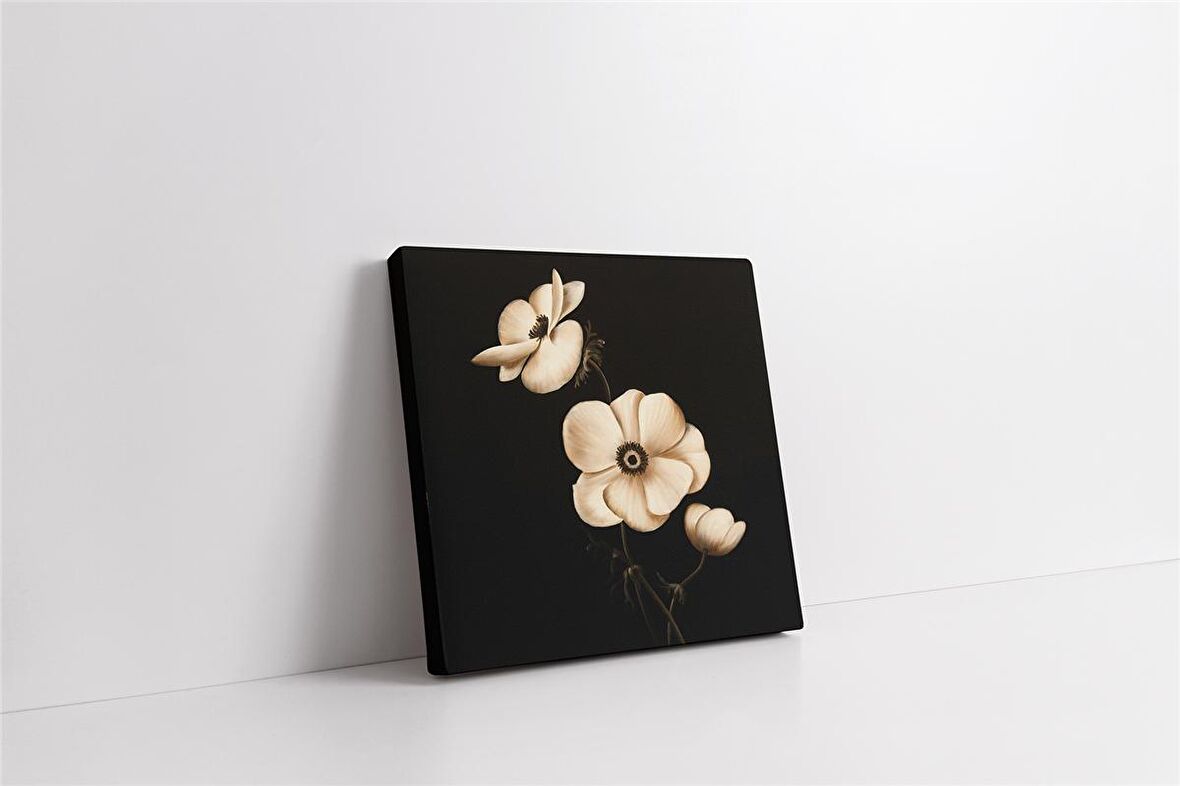Siyah Beyaz Çiçek Kanvas Tablo
