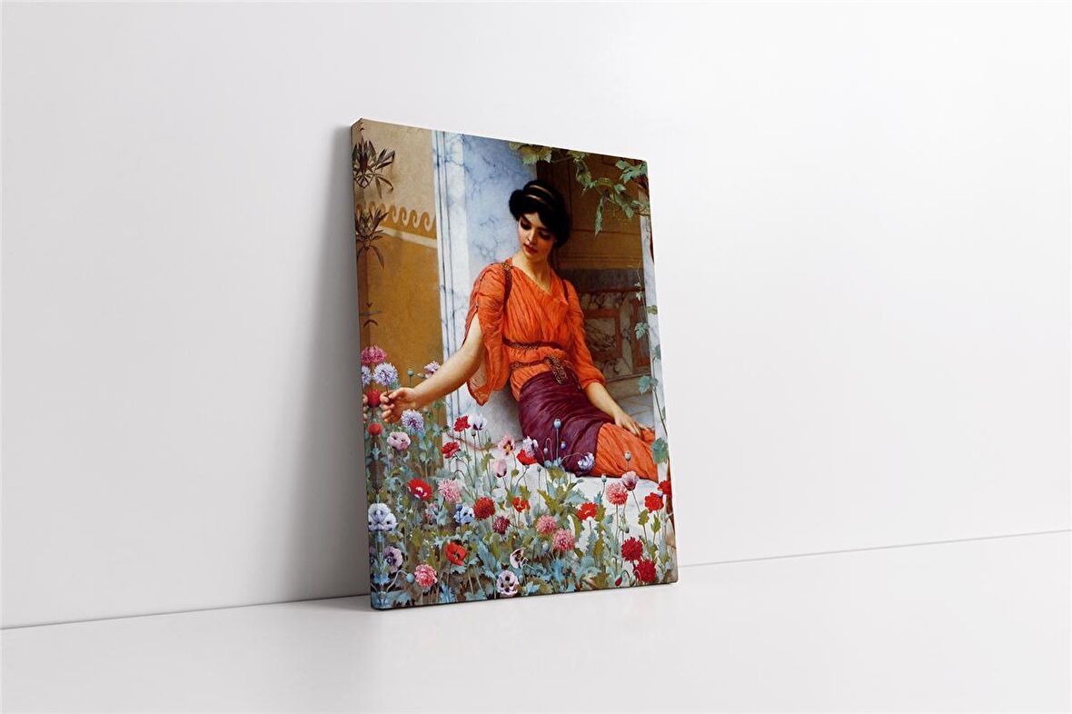 Çiçek Toplayan Kız Kanvas Tablo