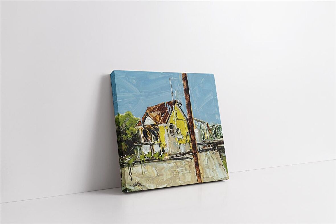 Sarı Soyut Ev Kanvas Tablo