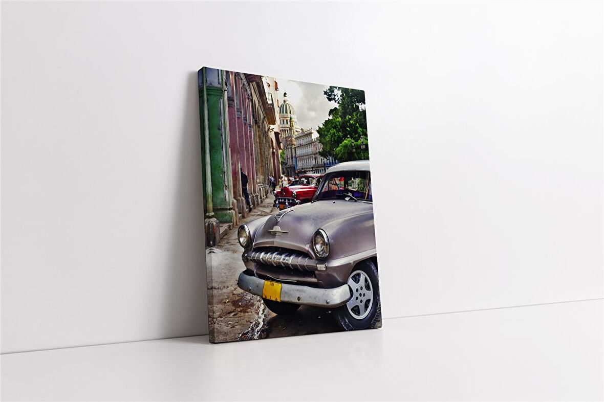 Kübada Gri Klasik Araba Kanvas Tablo