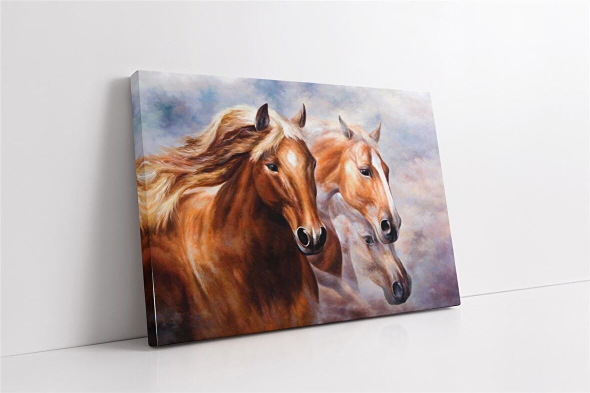 Üçlü At Kanvas Tablo