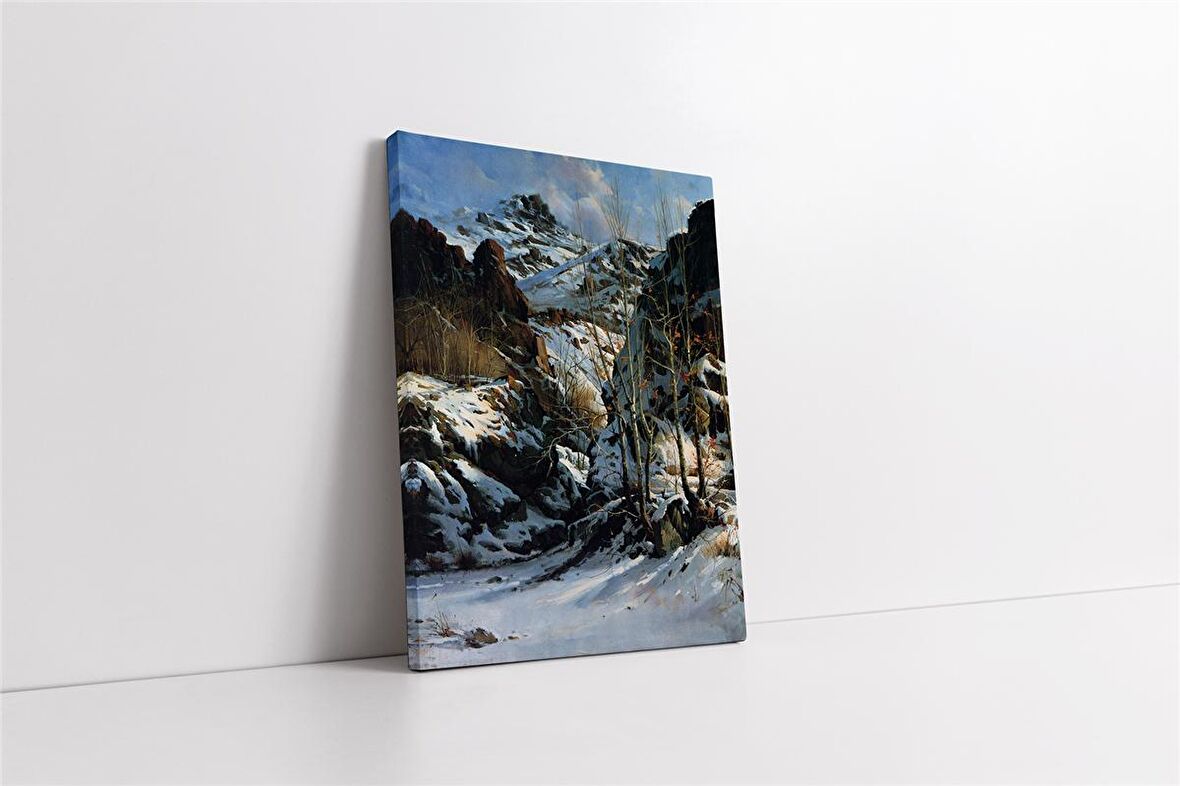 Karlar Altında Kalmış Dağlık Kanvas Tablo