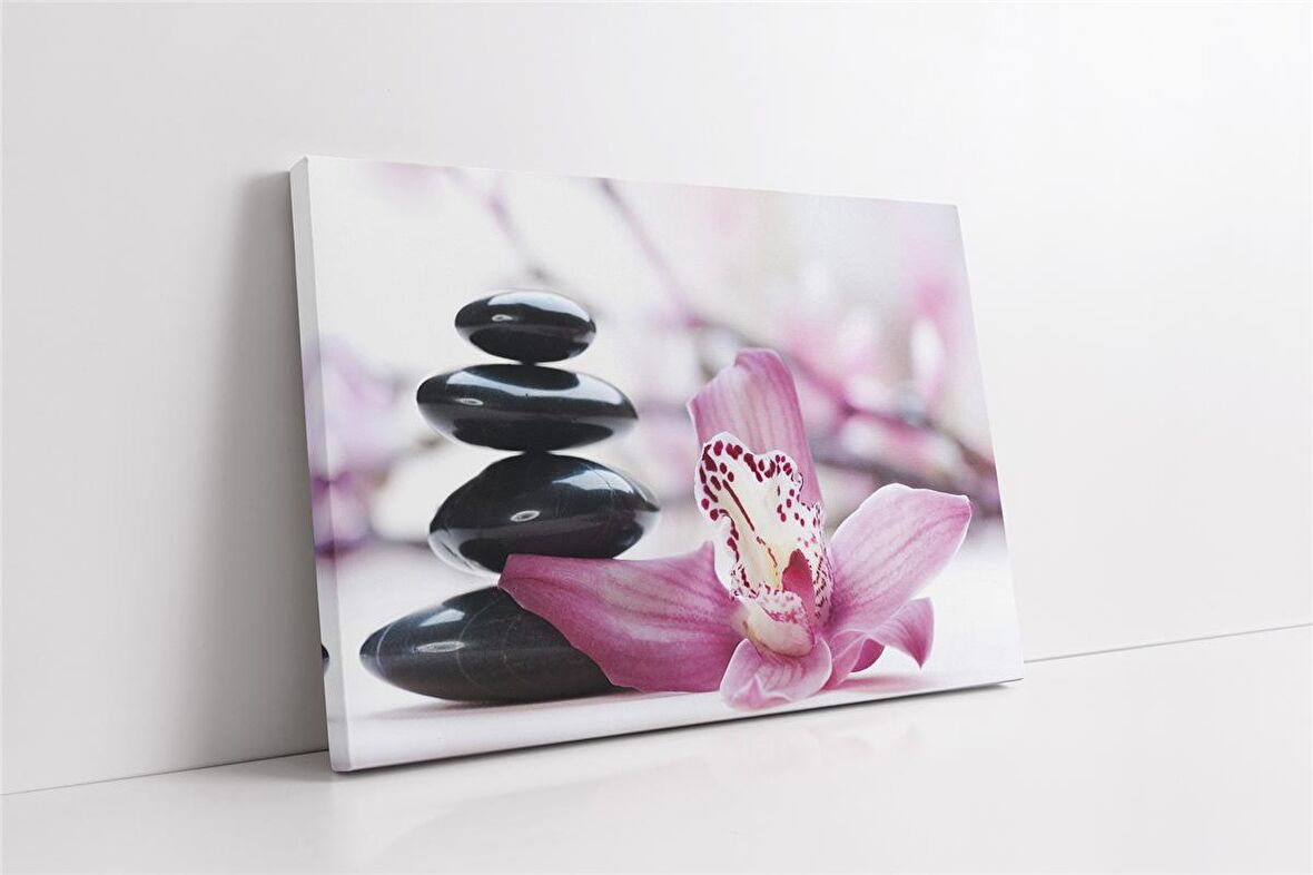 Spa Taşları ve Orkide Kanvas Tablo