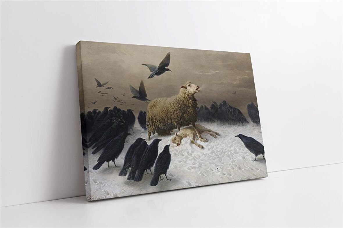 Koyunlar ve Kargalar Kanvas Tablo