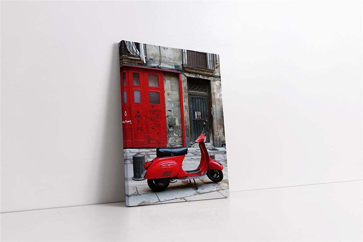 Vespa Motorsiklet Kanvas Tablo