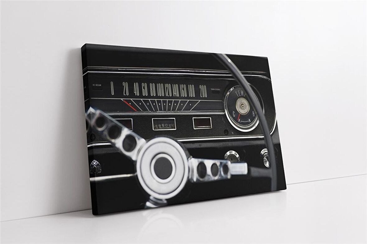 Klasik Araba Direksiyon Kanvas Tablo