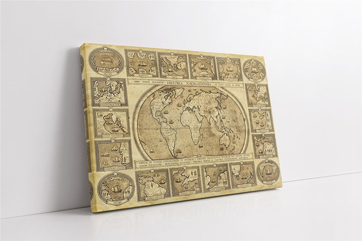 Eski Dünya Haritası Kanvas Tablo