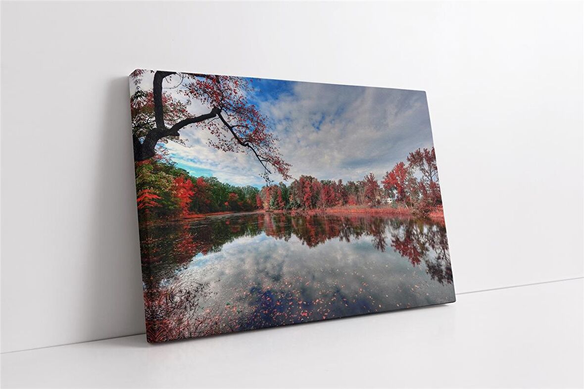 Kırmızıya Bürünmüş Ağaç Kanvas Tablo