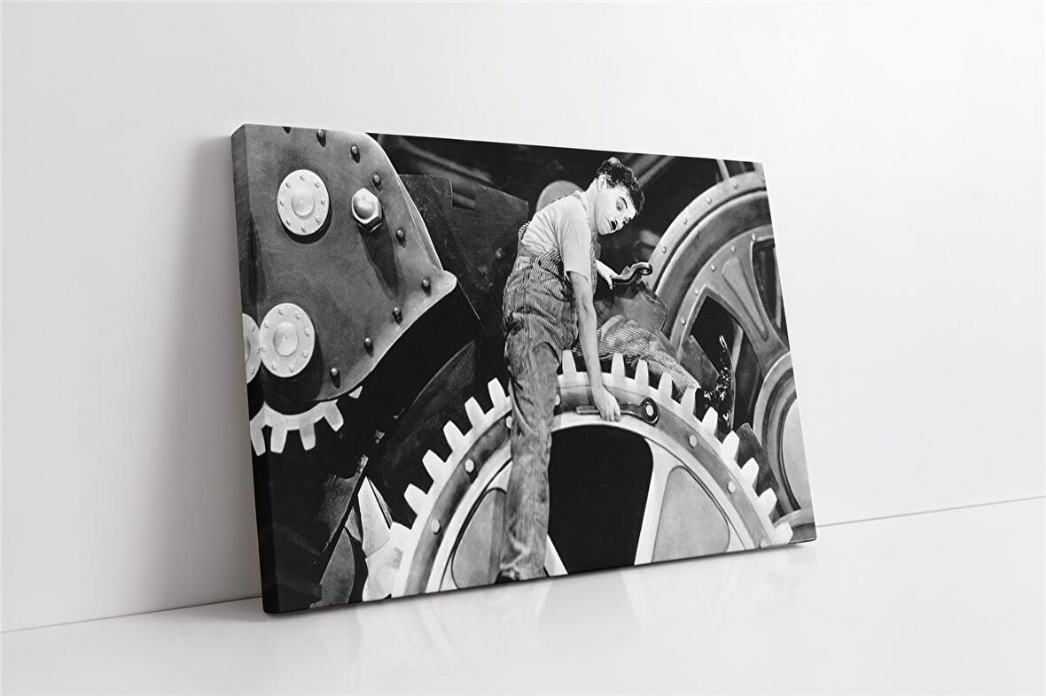 Charlie Chaplin Siyah Beyaz Kanvas Tablo