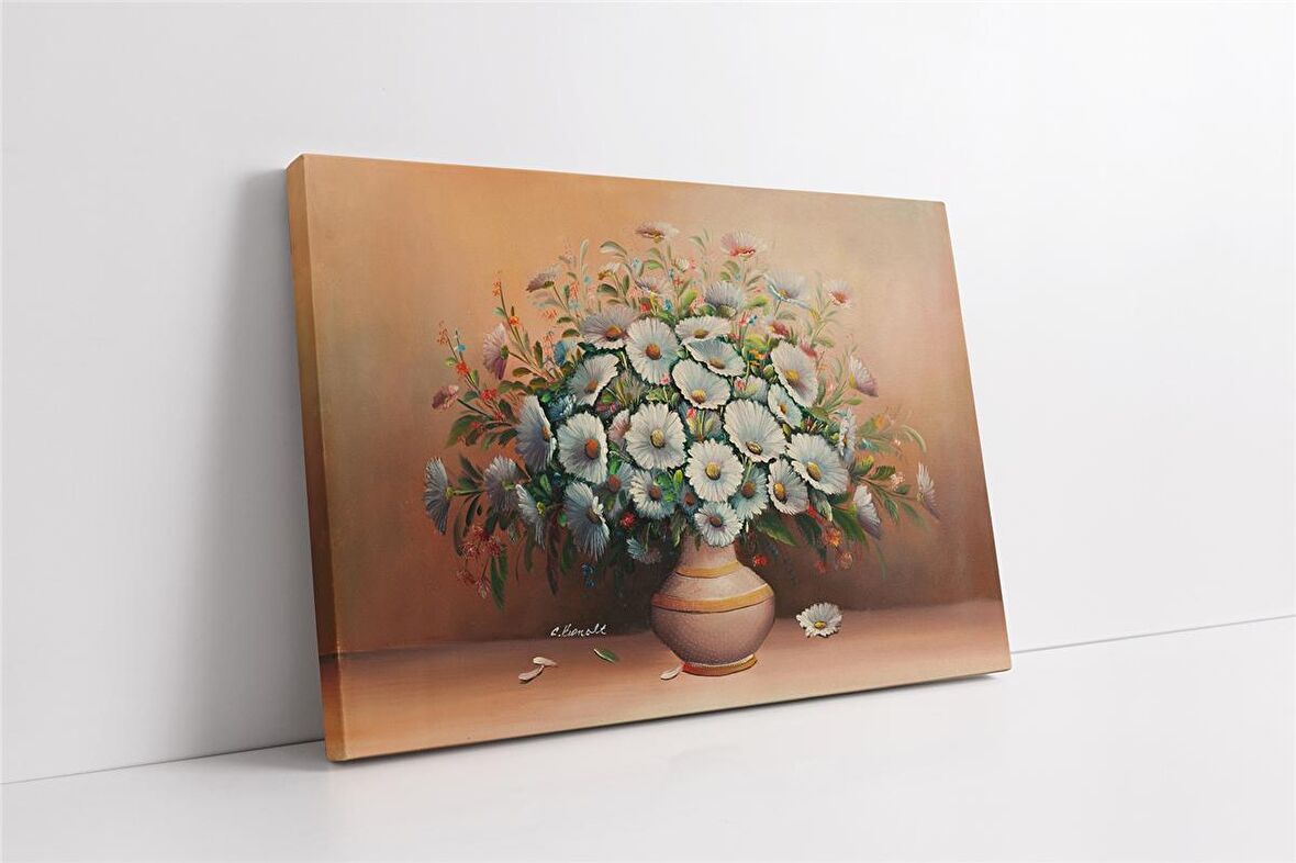 Vazo İçinde Papatyalar Kanvas Tablo