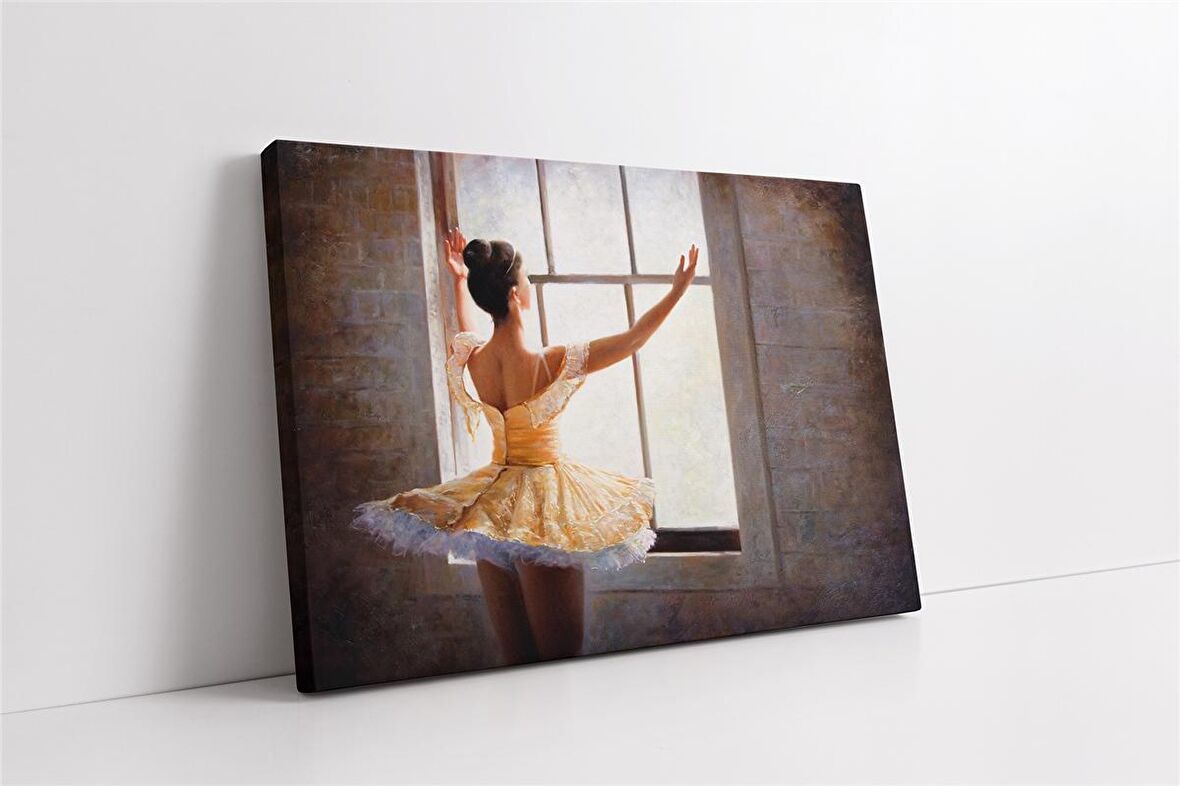 Sarı Kıyafet Giymiş Balerin Kadın Kanvas Tablo