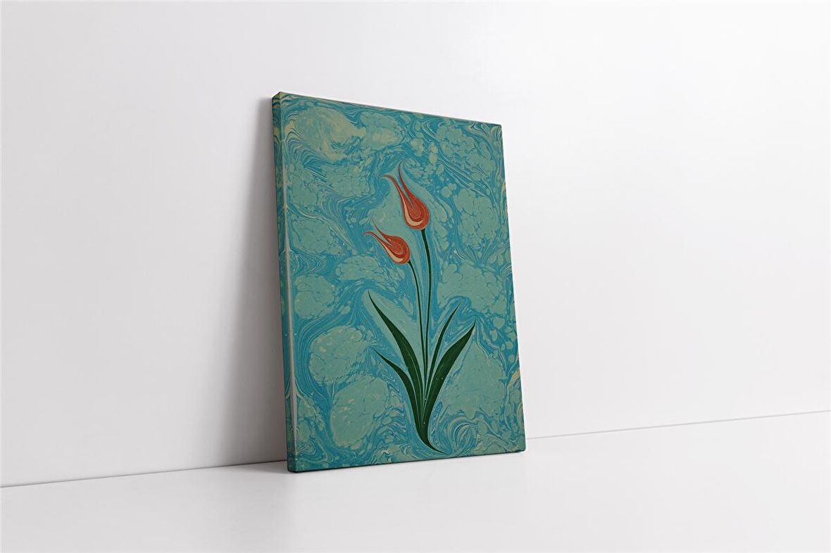 Laleler Ebru Kanvas Tablo