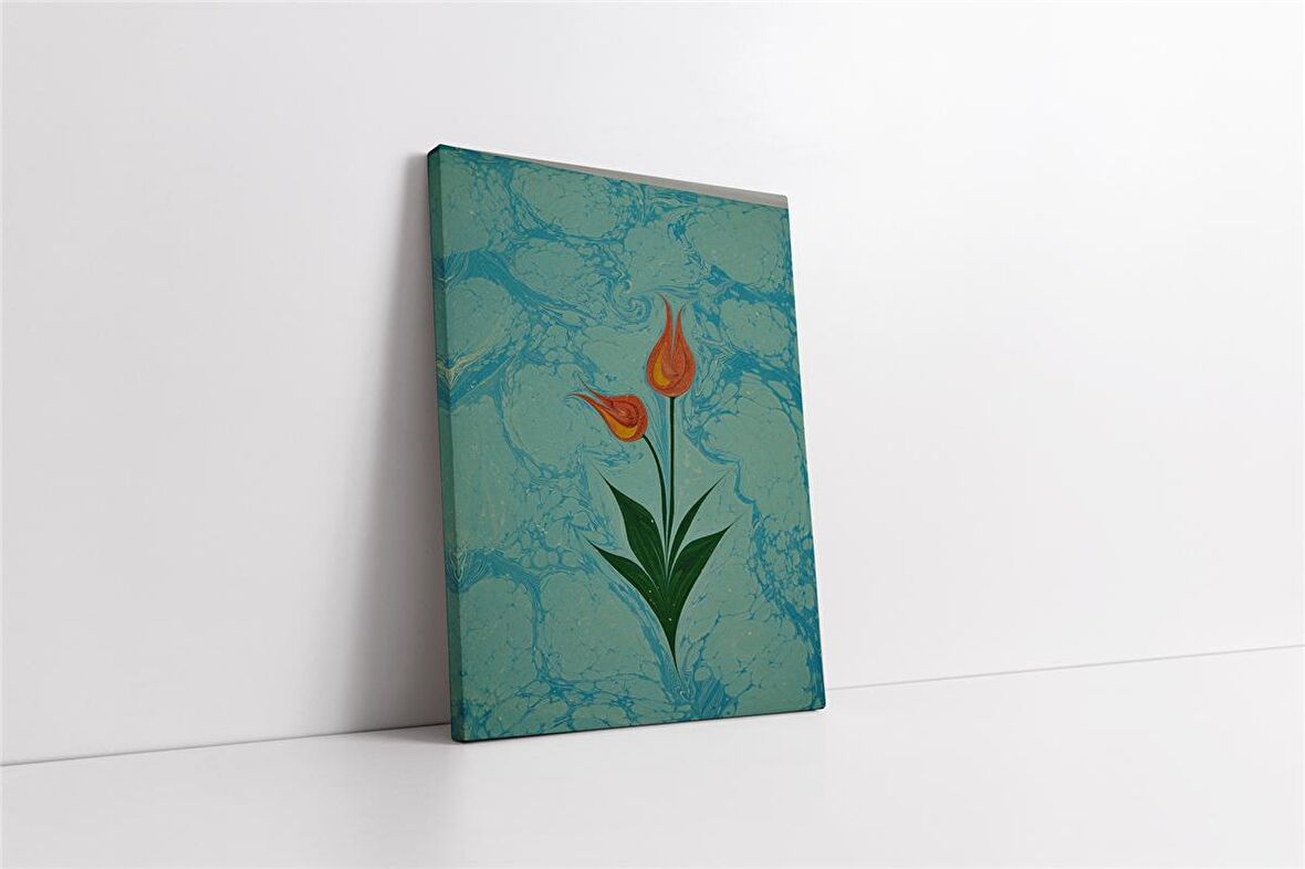 Laleler Ebru Kanvas Tablo