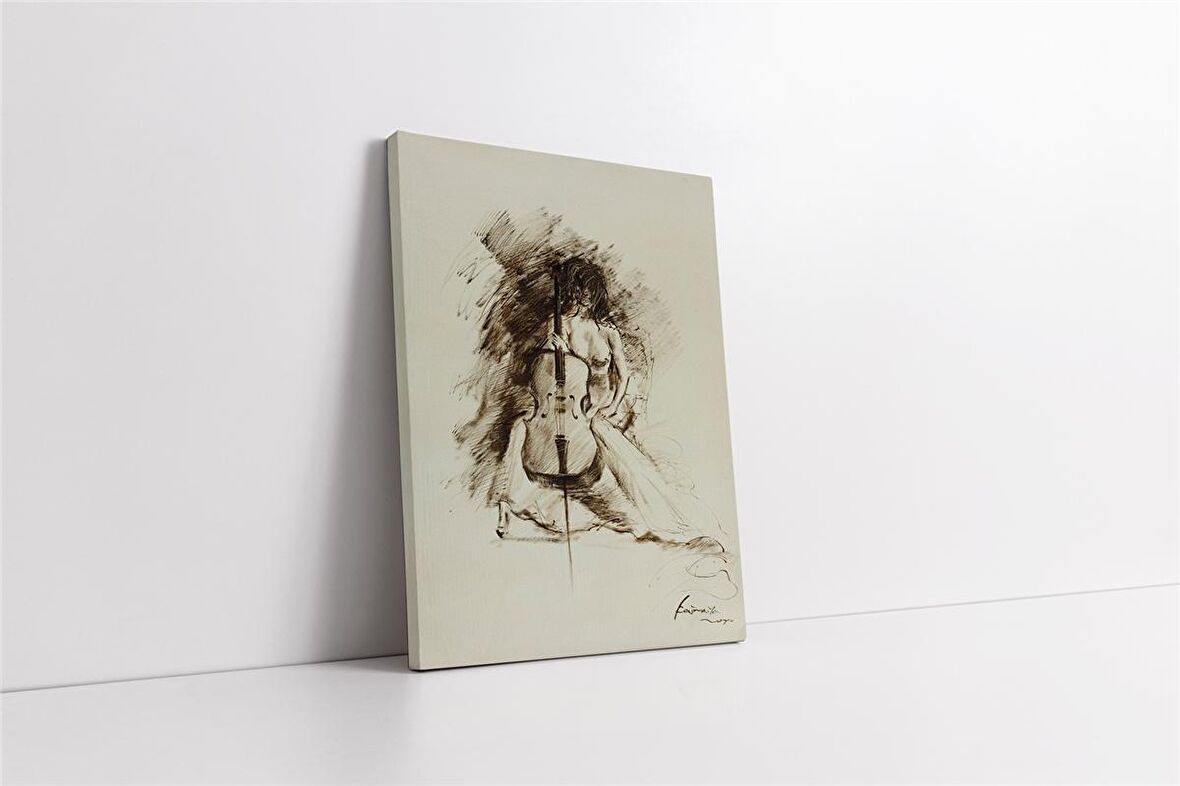 Çello Çalan Adam Kanvas Tablo