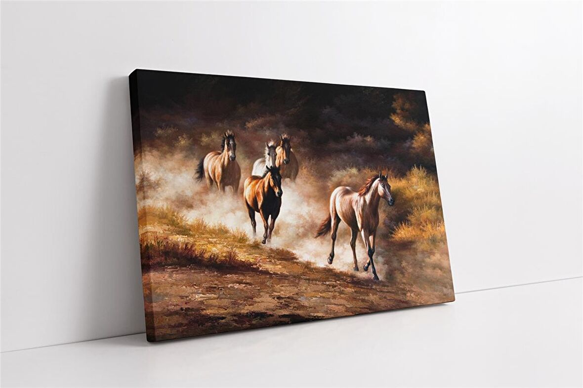 Dağda Koşan Atlar Kanvas Tablo