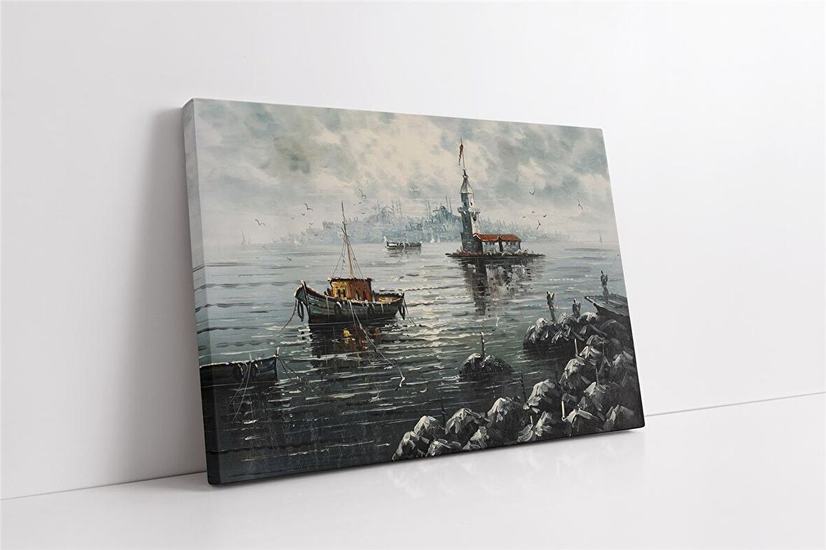İstanbul Yağmur Yağışlı Kız Kulesi Kanvas Tablo