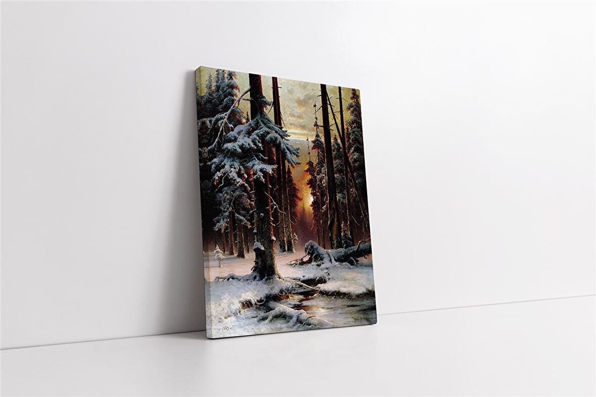Karlar Altında Kalmış Orman Manzara Kanvas Tablo
