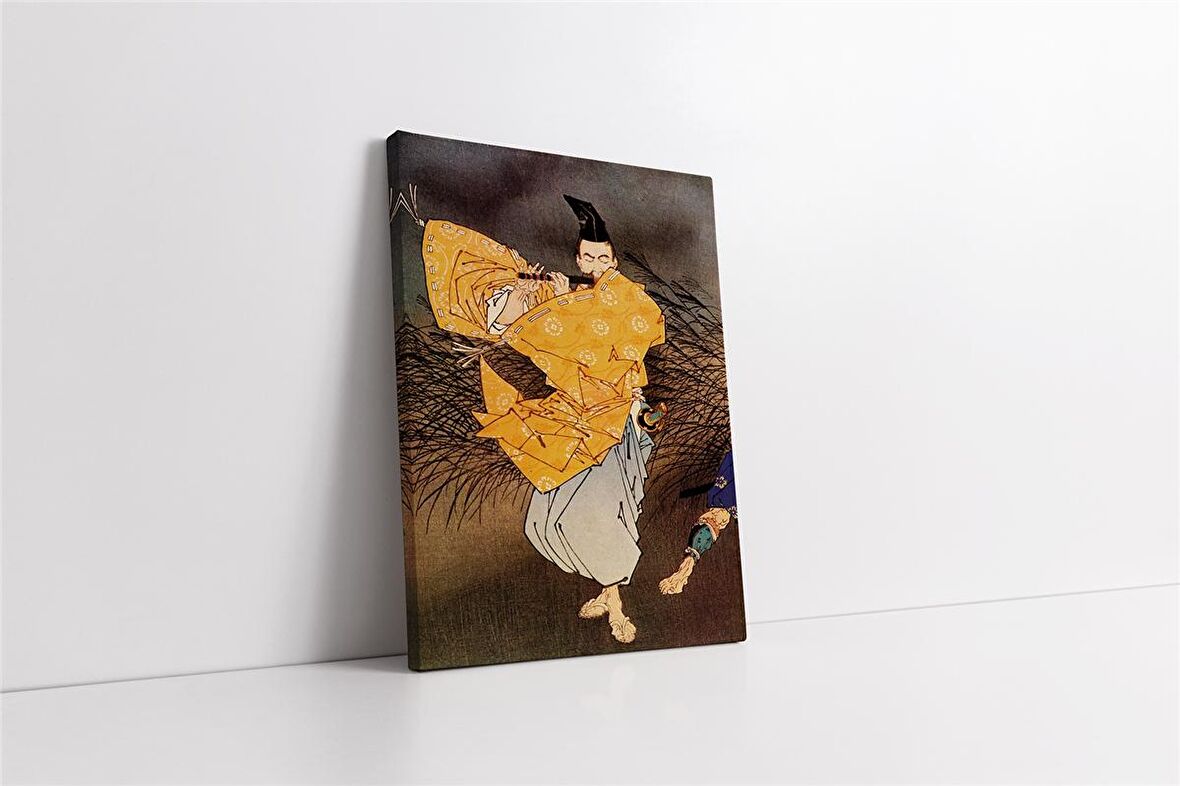 Ay Işığında Flüt Çalan Japon Kanvas Tablo