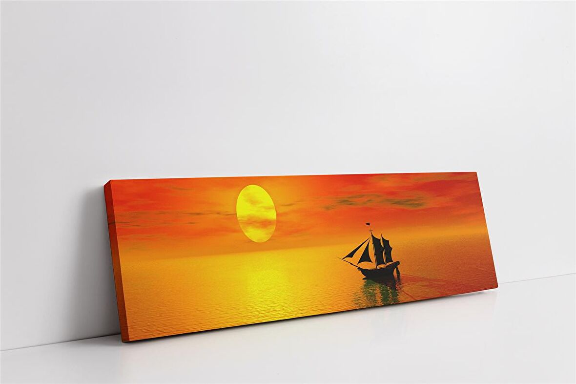 Gün Batımında Yelkenli Kanvas Tablo