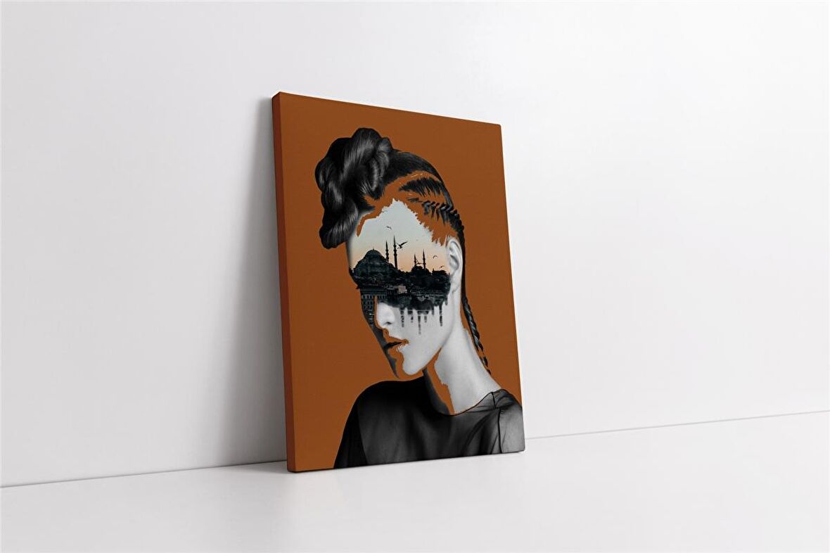İstanbul Kadın Manipülasyon Kahve Kanvas Tablo
